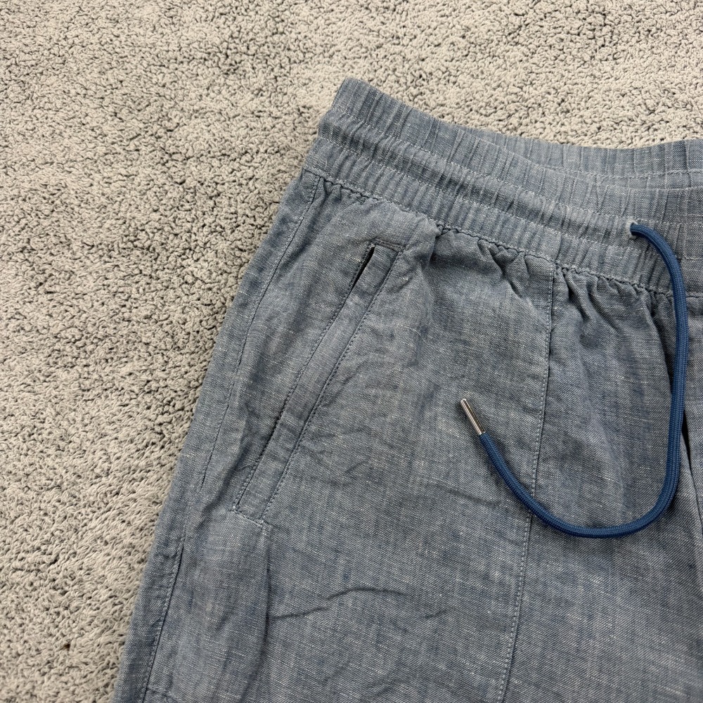 Athleta Retreat Linen Pant Womens 8 Blue Wide Leg High Waisted Ankle Slit Resort - Picture 3 of 13